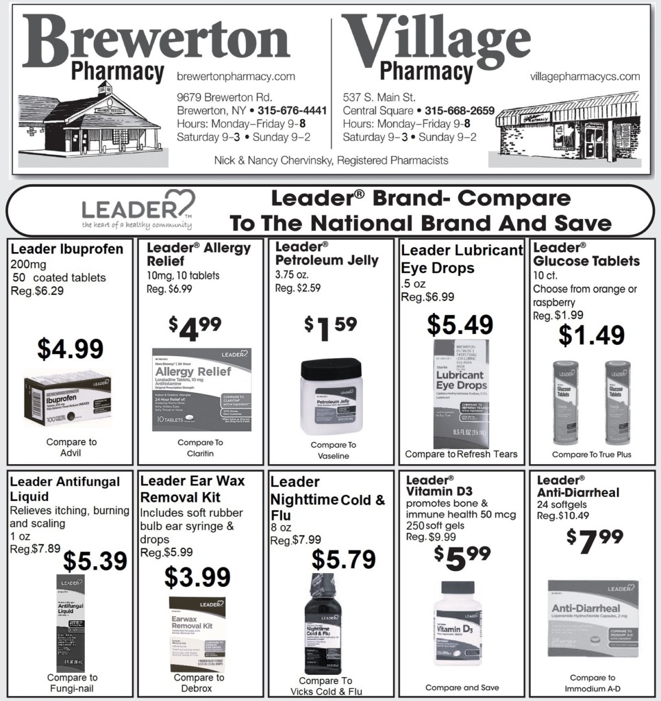 Compare Leader Brand to brand names and you'll save every time. Save even more this week on select items