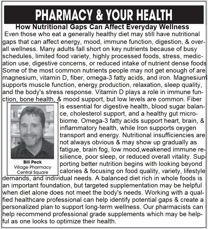 Pharmacy & Your Health: Learn How Nutritional Gaps Can Affect Everyday Wellness..